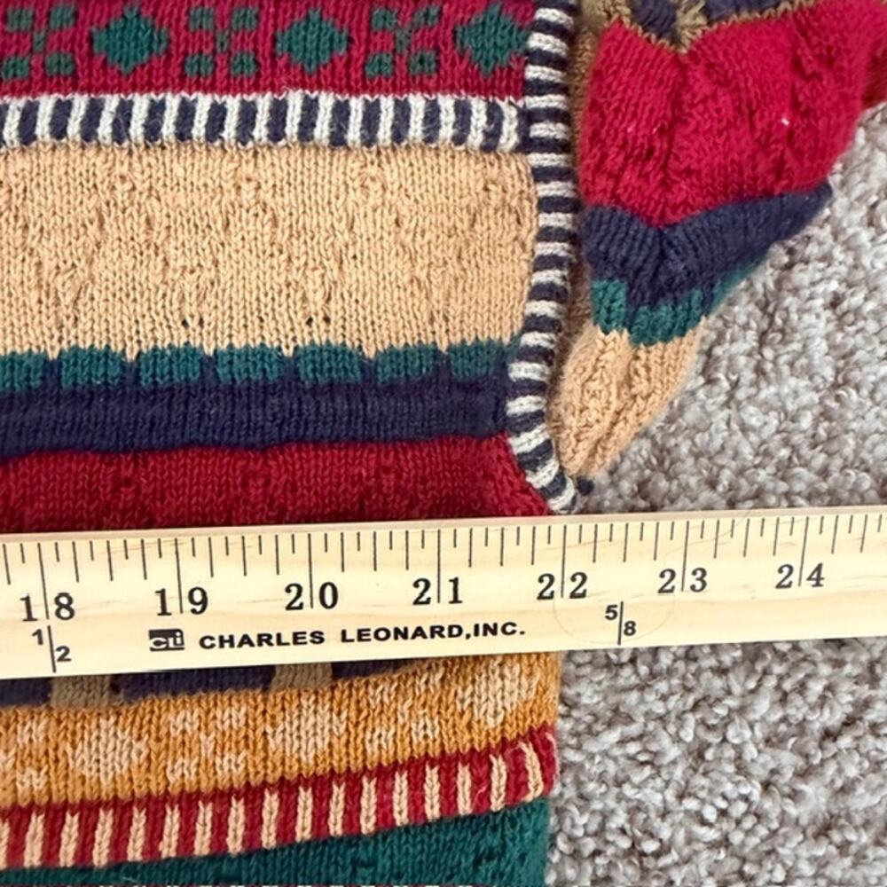 VINTAGE 1980s Ruff Hewn Cardigan‎ Multicolor Textured Sweater Women's Large - Picture 7 of 10